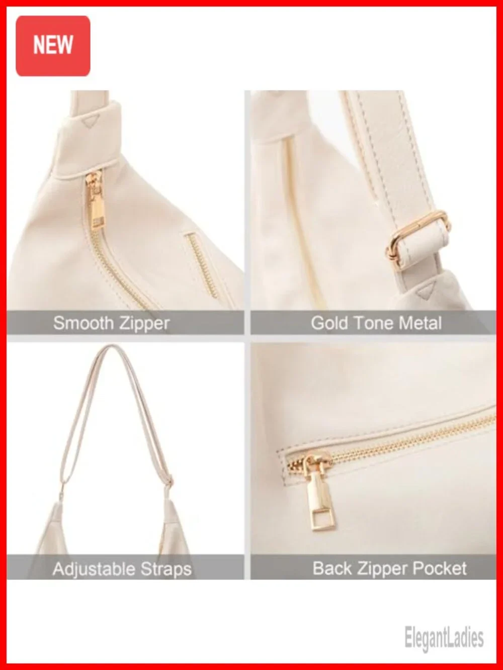Foldable Vegan Leather Slouchy Tote Hobo Shoulder Handbag Crossbody